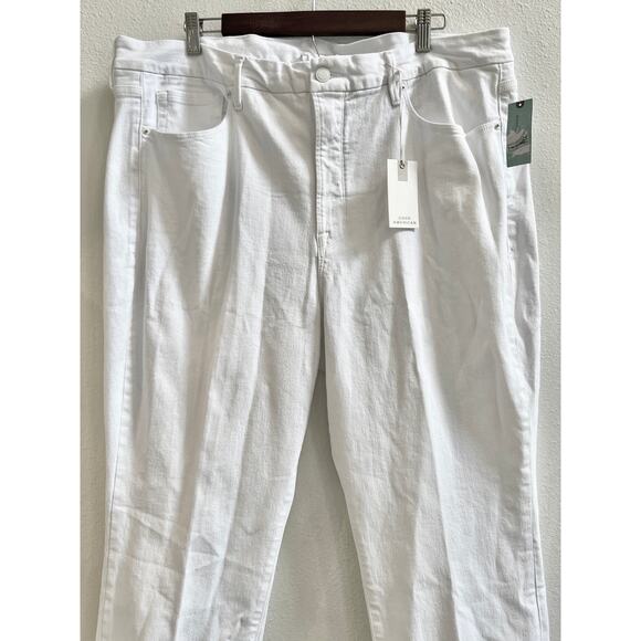 Good American Plus White High Rise Ankle High Raw Hem Straight Leg Jeans 22W - Picture 12 of 14